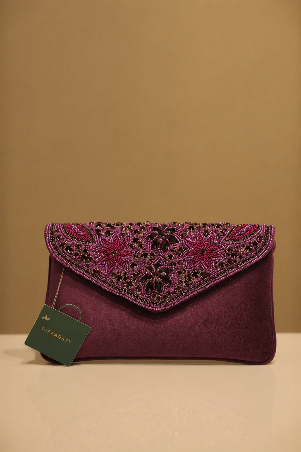 Purple Floral Embroidered Designer Purse for Women