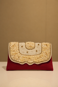 Maroon and Ivory Pearl Embellished Designer Purse for Women