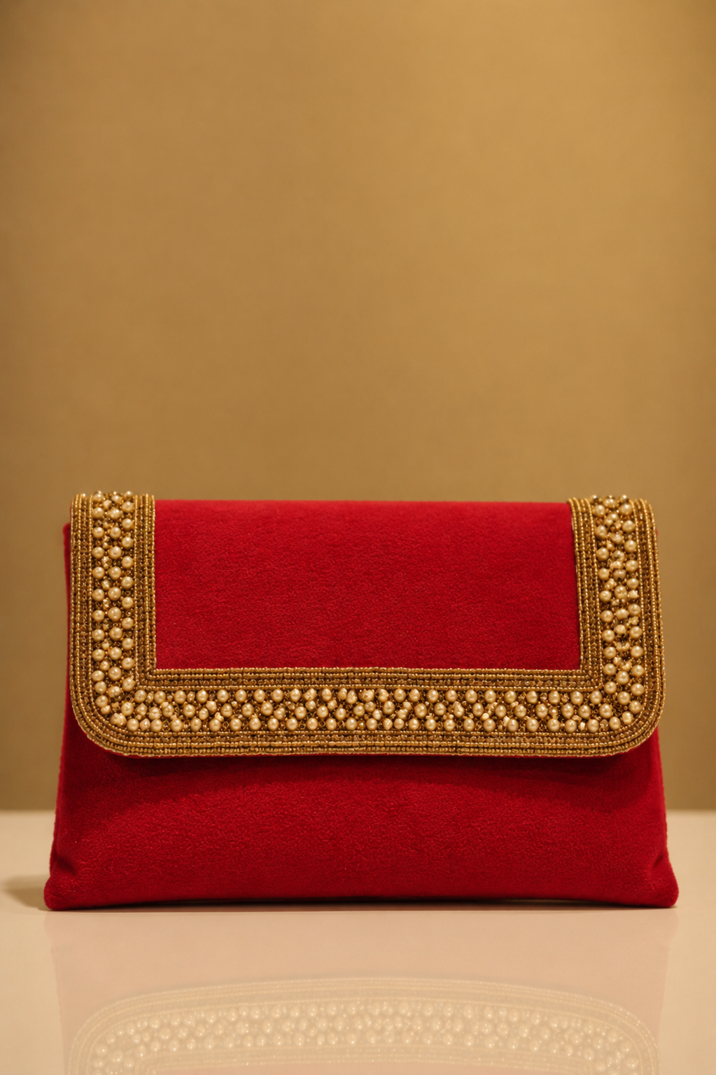 Maroon Pearl Embellished Designer Purse for Women