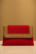 Maroon Pearl Embellished Designer Purse for Women